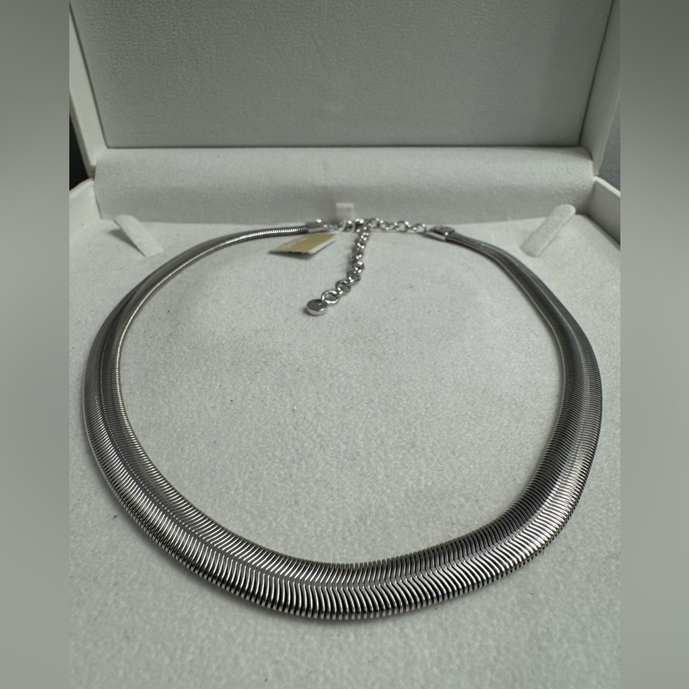 Michael Kors Platinum-Plated Brass Snake Chain Necklace